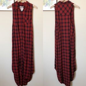Mossimo Plaid Button Front Shirt Maxi Dress Size M